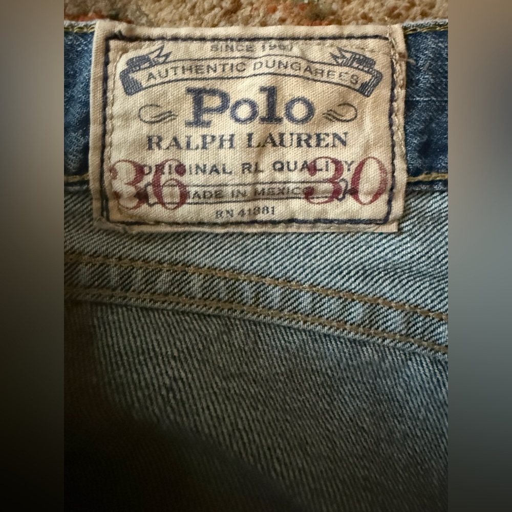 Vintage Y2K Polo Ralph Lauren Authentic Dungarees Jeans Men’s 36x30 Blue Denim - Picture 10 of 10